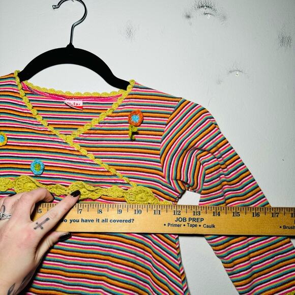 Shilav Girls Crochet Striped Long Sleeve Dress Size 4 - Picture 5 of 9